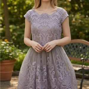 Chi Chi London Lace Midi Dress in Lavender